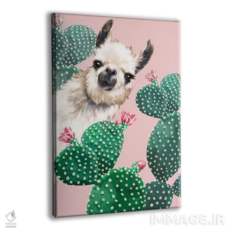 تابلو لاما و کاکتوس اثر بگ نوز ورک (استودیو) - نمای پرسپکتیو محصول