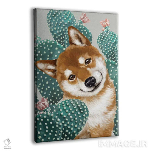 تابلو شیبا اینو با کاکتوس اثر بگ نوز ورک (استودیو) - نمای پرسپکتیو محصول