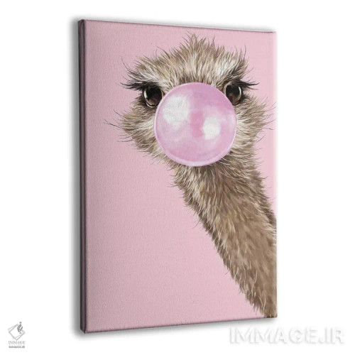 تابلو شترمرغ با آدامس بادکنکی در رنگ صورتی اثر بگ نوز ورک (استودیو) - نمای پرسپکتیو محصول