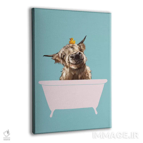تابلو گاو کوهستانی بازیگوش در وان حمام اثر بگ نوز ورک (استودیو) - نمای پرسپکتیو محصول