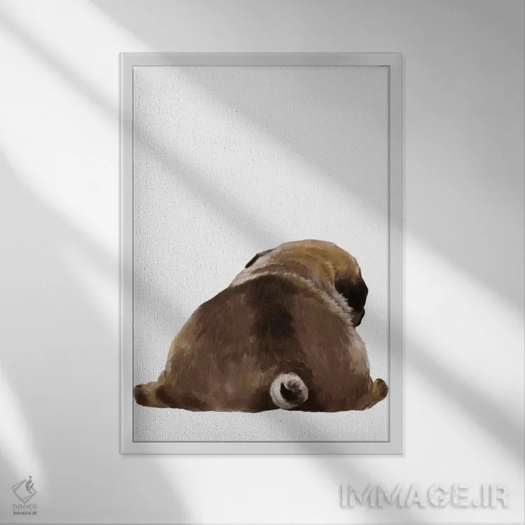 تابلو عقب سگ پاگ اثر بگ نوز ورک (استودیو) - نمای قابدار سفید