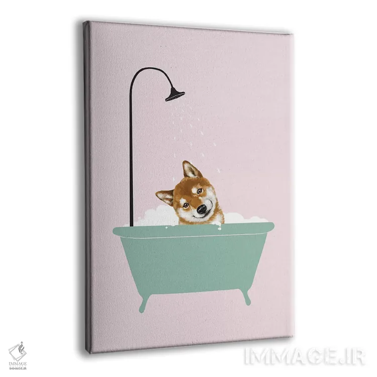 تابلو شیبا اینو در حال لذت بردن از حمام کفآلود اثر بگ نوز ورک (استودیو) - نمای پرسپکتیو محصول