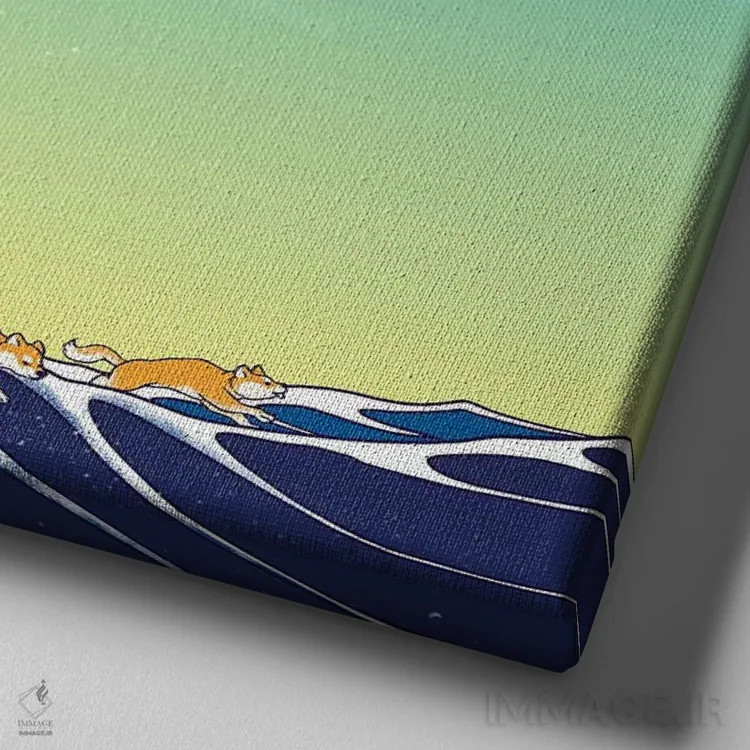 تابلو شیبا اینو در موجهای بزرگ اثر بگ نوز ورک (استودیو) - نمای نزدیک بافت بوم