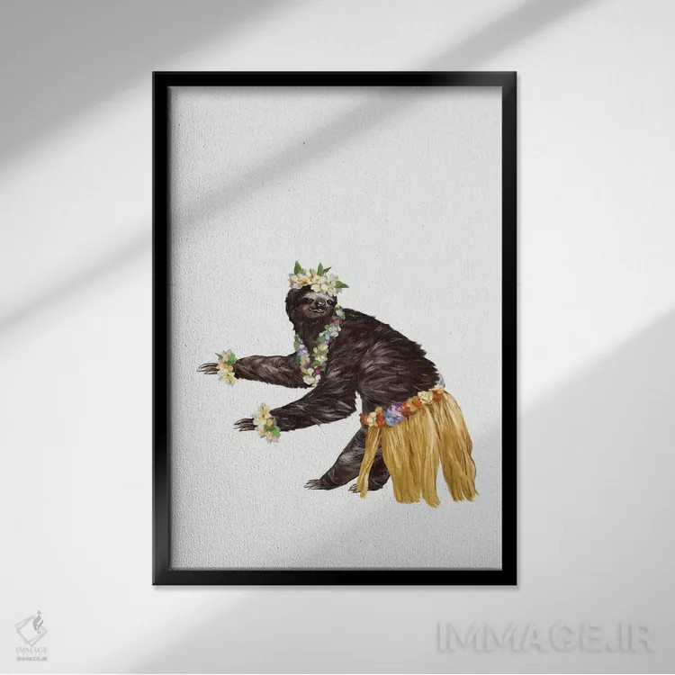 تابلو تنبل رقصندهٔ هاوایی اثر بگ نوز ورک (استودیو) - نمای قابدار مشکی