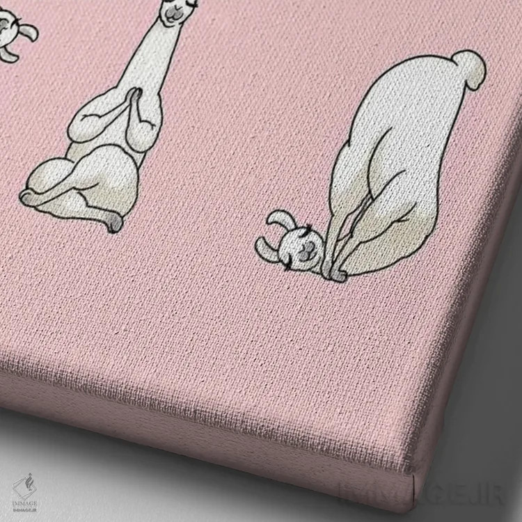 تابلو لامای یوگا کار در رنگ صورتی اثر بگ نوز ورک (استودیو) - نمای نزدیک بافت بوم