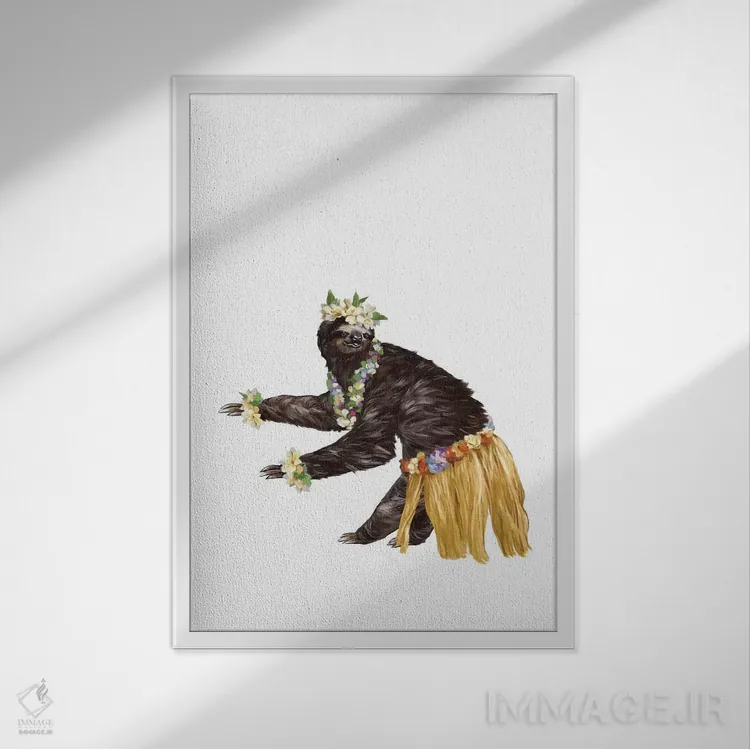 تابلو تنبل رقصندهٔ هاوایی اثر بگ نوز ورک (استودیو) - نمای قابدار سفید