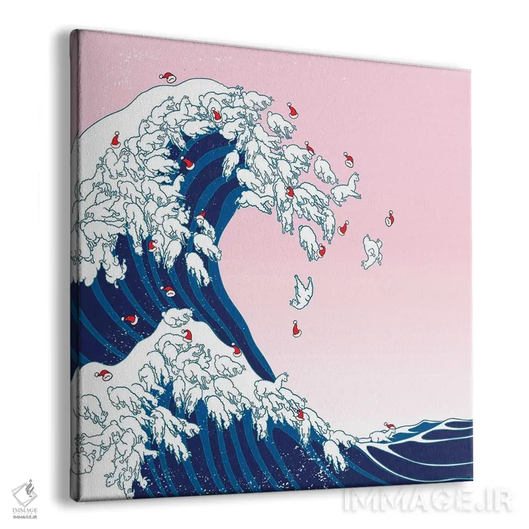 تابلو لامای کریسمسی با موجهای بزرگ در رنگ صورتی اثر بگ نوز ورک (استودیو) - نمای پرسپکتیو محصول