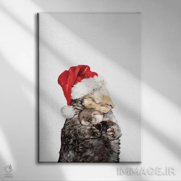 تابلو سمور کریسمسی، مادر و فرزند اثر بگ نوز ورک (استودیو) - نمای روبهرو روی دیوار