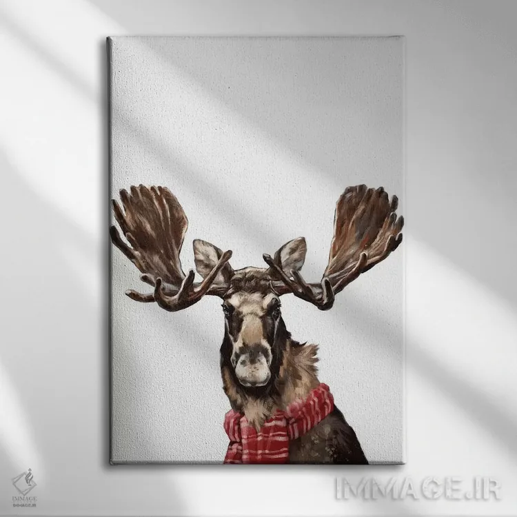تابلو گوزن شمالی کریسمسی اثر بگ نوز ورک (استودیو) - نمای روبهرو روی دیوار