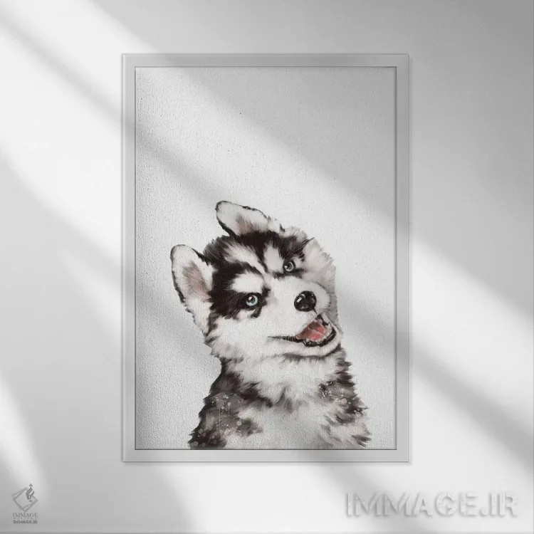 تابلو توله هاسکی اثر بگ نوز ورک (استودیو) - نمای قابدار سفید