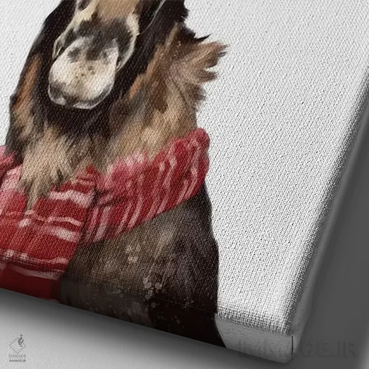 تابلو گوزن شمالی کریسمسی اثر بگ نوز ورک (استودیو) - نمای نزدیک بافت بوم