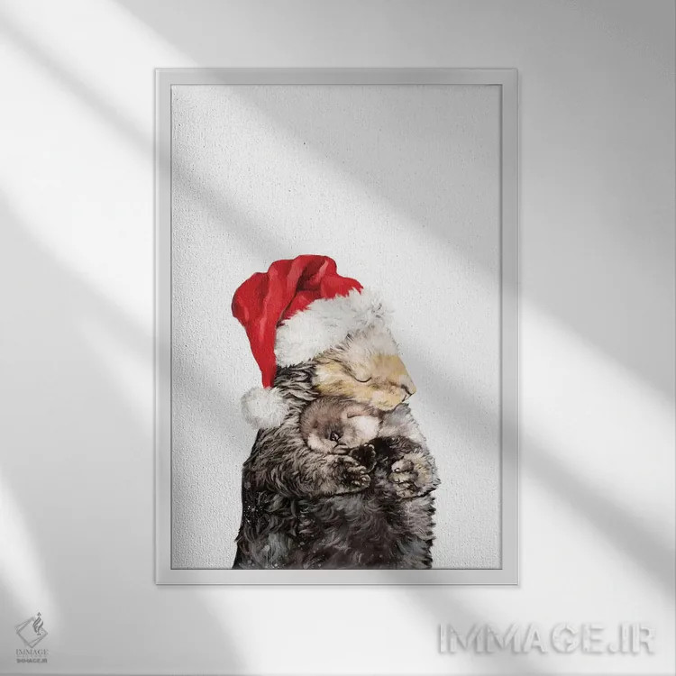 تابلو سمور کریسمسی، مادر و فرزند اثر بگ نوز ورک (استودیو) - نمای قابدار سفید