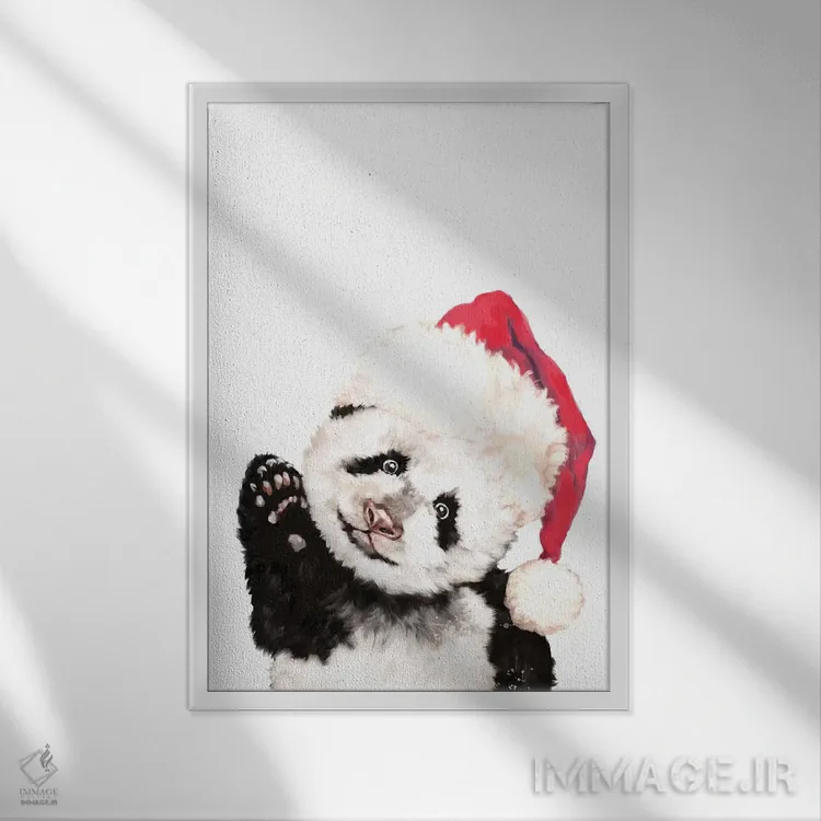 تابلو پاندای کریسمسی اثر بگ نوز ورک (استودیو) - نمای قابدار سفید