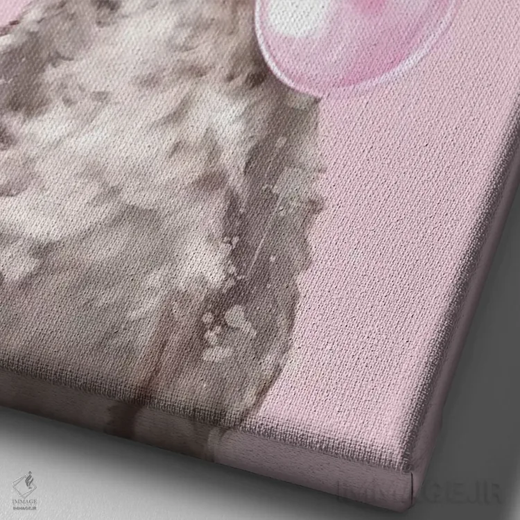 تابلو بچه کانگورو در حال فوت کردن آدامس بادکنکی اثر بگ نوز ورک (استودیو) - نمای نزدیک بافت بوم