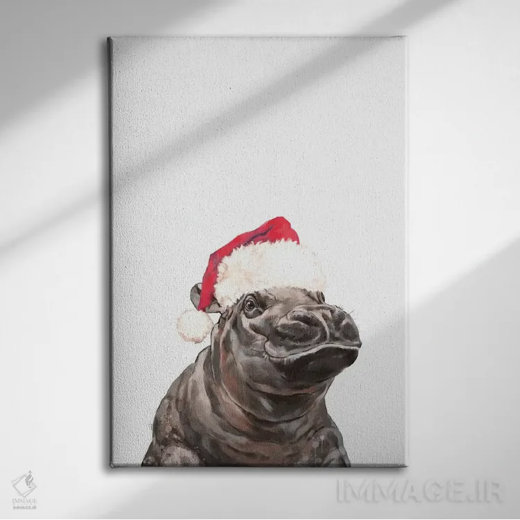 تابلو بچه اسب آبی کریسمسی اثر بگ نوز ورک (استودیو) - نمای روبهرو روی دیوار