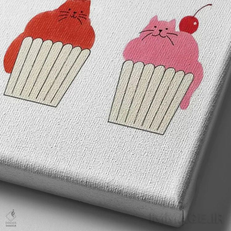 تابلو طعمهای گربهلیوانی (Cupcat یک گربه با ظاهر بستنی کاپکیکی است) اثر بگ نوز ورک (استودیو) - نمای نزدیک بافت بوم