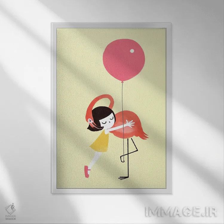 تابلو آغوش فلامینگو اثر بگ نوز ورک (استودیو) - نمای قابدار سفید