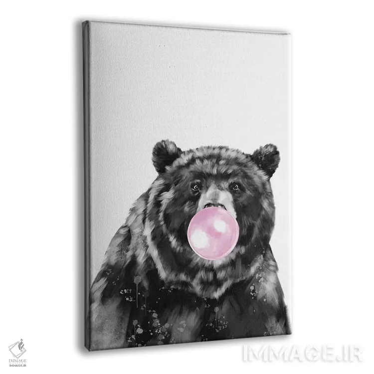 تابلو خرس سیاه بزرگ با آدامس بادکنکی اثر بگ نوز ورک (استودیو) - نمای پرسپکتیو محصول