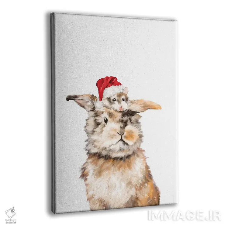 تابلو همستر و خرگوش کریسمسی اثر بگ نوز ورک (استودیو) - نمای پرسپکتیو محصول