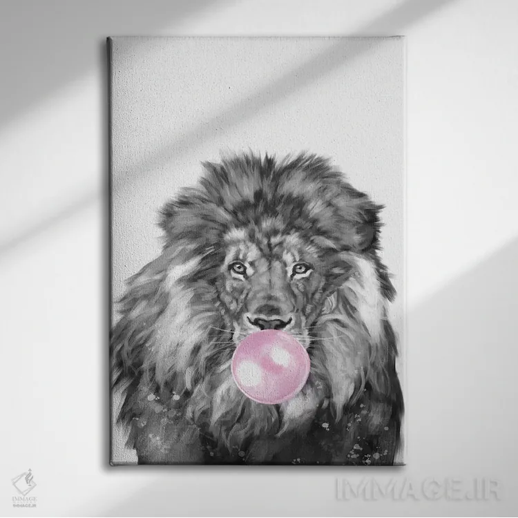 تابلو شیر با آدامس بادکنکی اثر بگ نوز ورک (استودیو) - نمای روبهرو روی دیوار