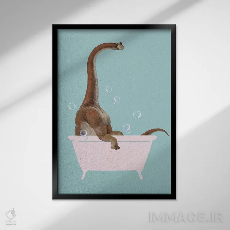 تابلو براکیوسوروس در وان حمام اثر بگ نوز ورک (استودیو) - نمای قابدار مشکی