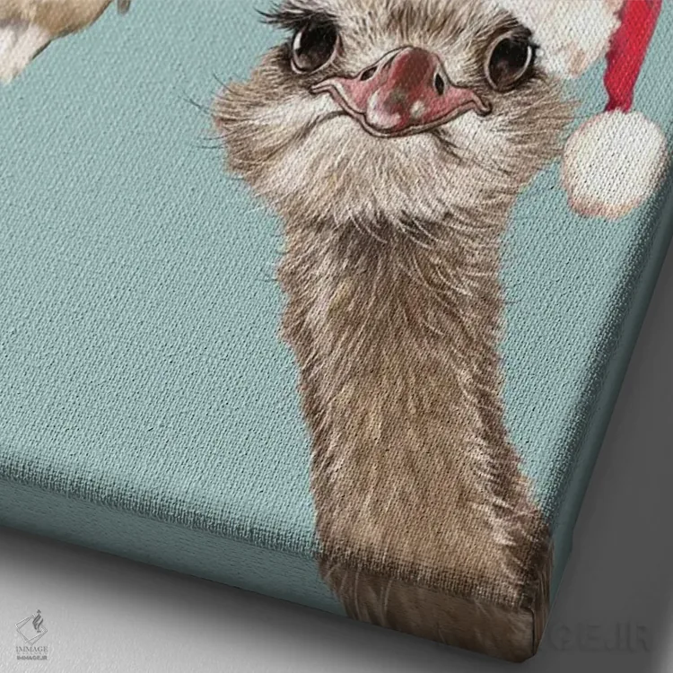 تابلو دسته حیوانات کریسمسی اثر بگ نوز ورک (استودیو) - نمای نزدیک بافت بوم