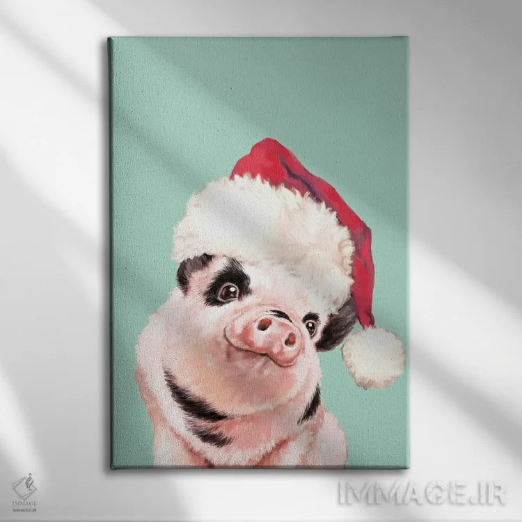 تابلو بچه خوک بانمک کریسمسی اثر بگ نوز ورک (استودیو) - نمای روبهرو روی دیوار