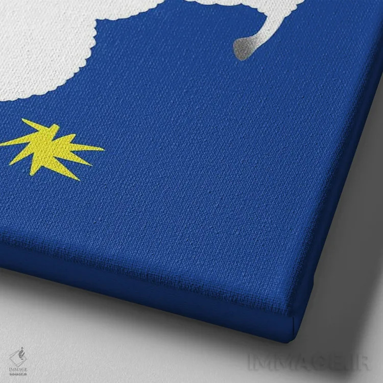 تابلو ایکـاروس با لاما (ارجاع به اسطوره یونانی) اثر بگ نوز ورک (استودیو) - نمای نزدیک بافت بوم