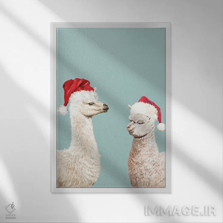 تابلو لاما آلباکای کریسمسی اثر بگ نوز ورک (استودیو) - نمای قابدار سفید