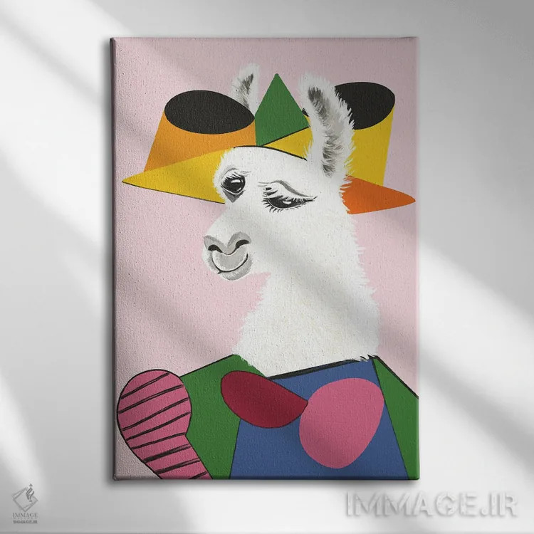 تابلو پرترهٔ لاما اثر بگ نوز ورک (استودیو) - نمای روبهرو روی دیوار