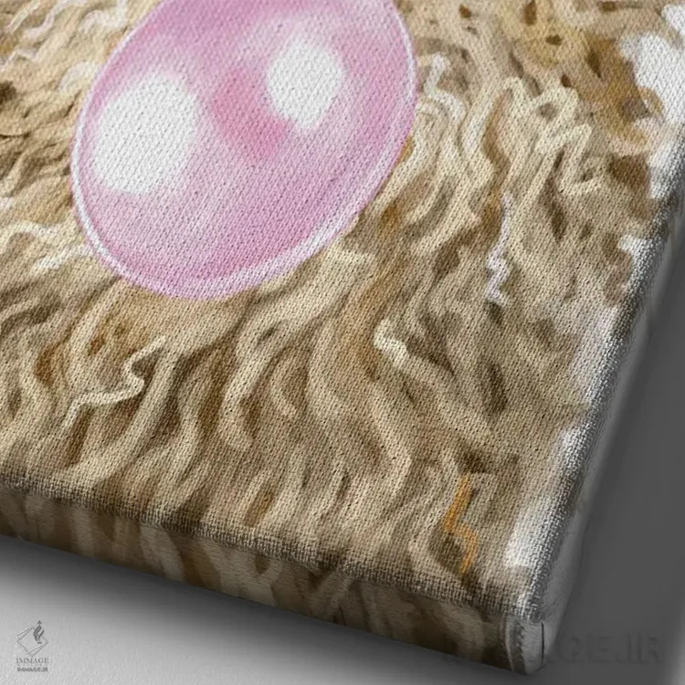 تابلو سگ پولی با آدامس بادکنکی (نژاد سگ) اثر بگ نوز ورک (استودیو) - نمای نزدیک بافت بوم