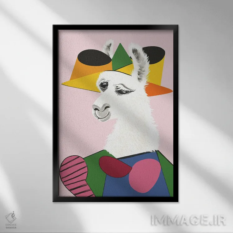 تابلو پرترهٔ لاما اثر بگ نوز ورک (استودیو) - نمای قابدار مشکی