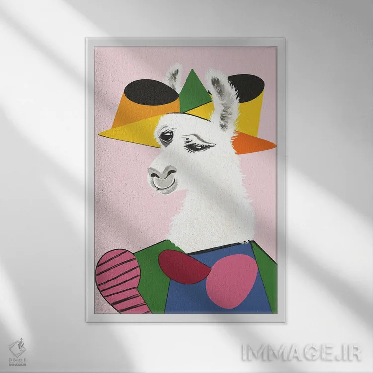 تابلو پرترهٔ لاما اثر بگ نوز ورک (استودیو) - نمای قابدار سفید