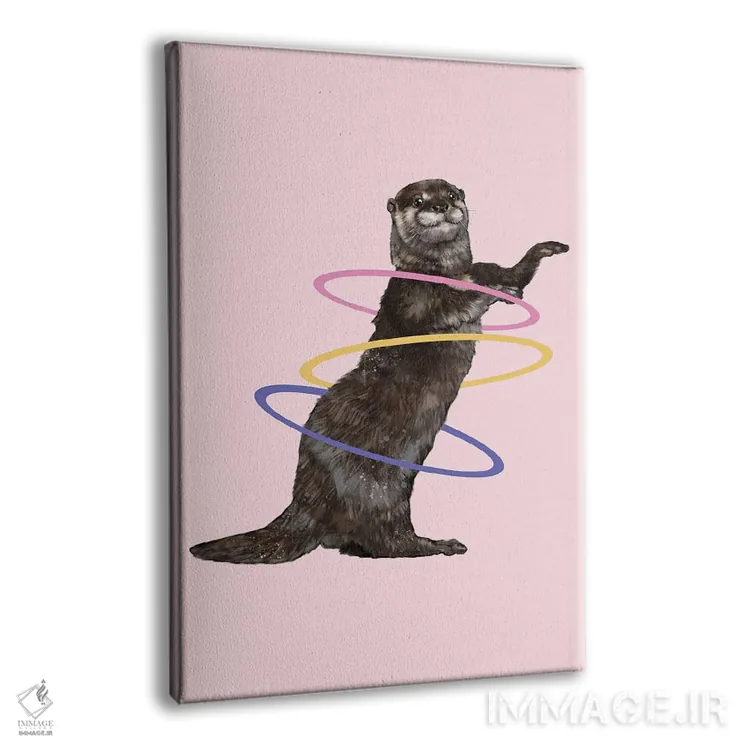 تابلو سمور در حال حلقهزدن هولا در رنگ صورتی اثر بگ نوز ورک (استودیو) - نمای پرسپکتیو محصول