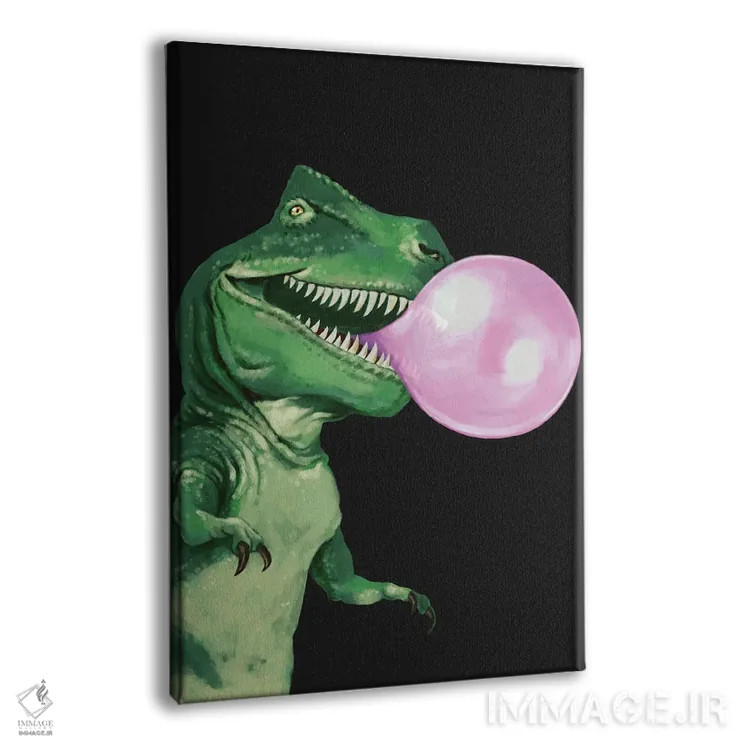 تابلو تیرکس با آدامس بادکنکی در خاکستری تیره اثر بگ نوز ورک (استودیو) - نمای پرسپکتیو محصول