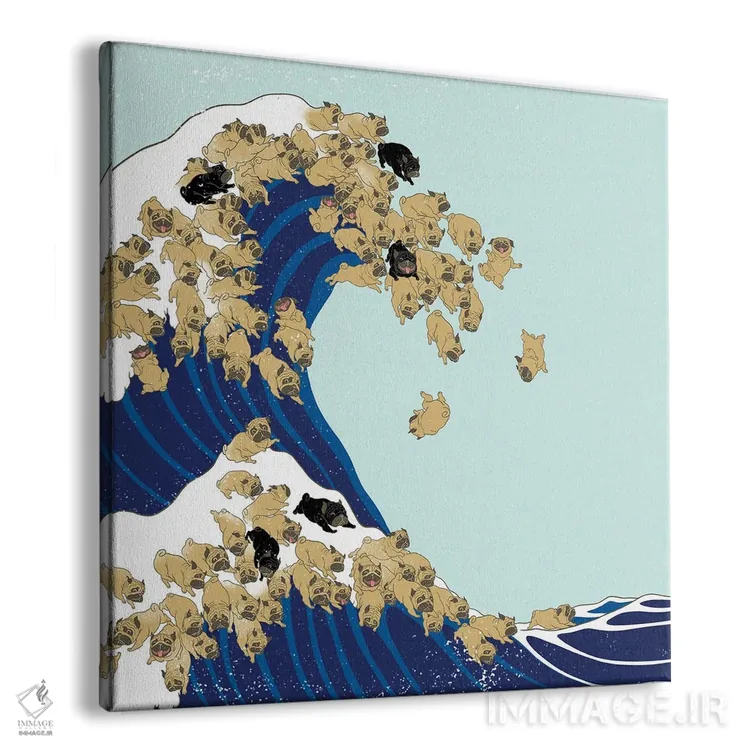 تابلو پاگ و موج بزرگ در رنگ آبی اثر بگ نوز ورک (استودیو) - نمای پرسپکتیو محصول