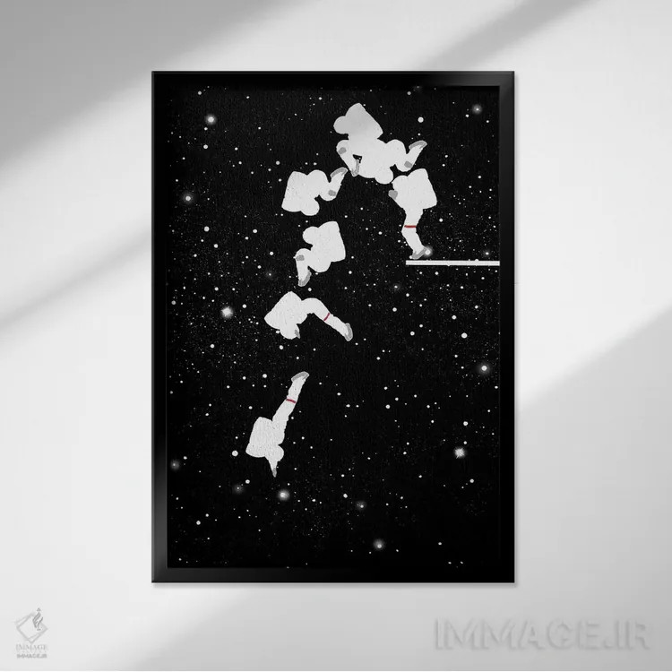 تابلو فضانورد در شیرجه تماشایی اثر بگ نوز ورک (استودیو) - نمای قابدار مشکی