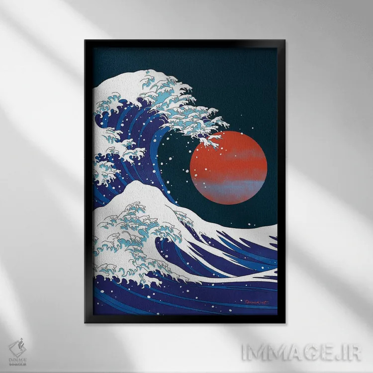 تابلو موج گربه I اثر بگ نوز ورک (استودیو) - نمای قابدار مشکی