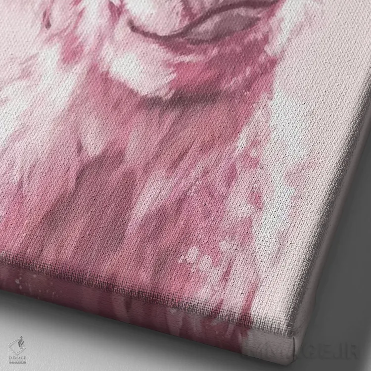 تابلو گاو کوهستانی در رنگ صورتی اثر بگ نوز ورک (استودیو) - نمای نزدیک بافت بوم