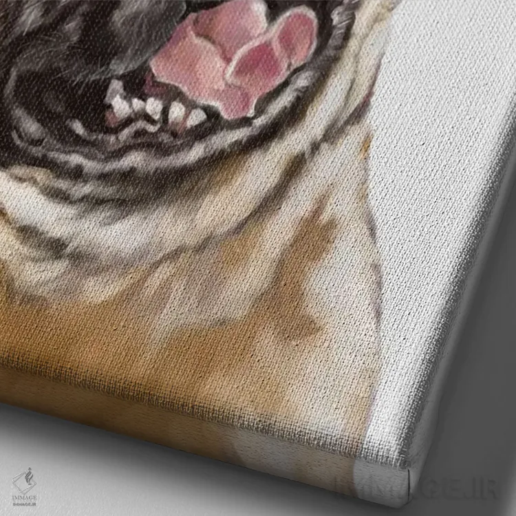 تابلو پاگ خندان شاد اثر بگ نوز ورک (استودیو) - نمای نزدیک بافت بوم