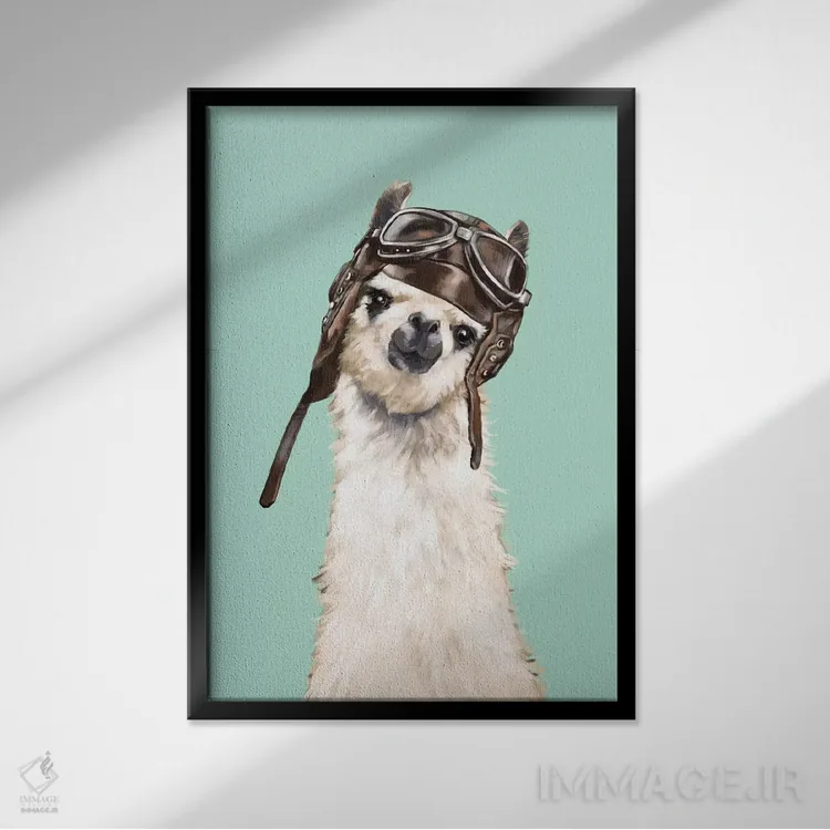 تابلو لامای خلبان خوش استایل اثر بگ نوز ورک (استودیو) - نمای قابدار مشکی