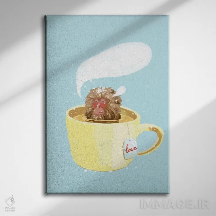 تابلو میمون در حال مدیتیشن اثر بگ نوز ورک (استودیو) - نمای روبهرو روی دیوار