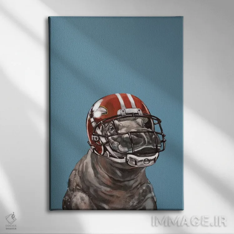 تابلو اسبی آبی راگبیباز اثر بگ نوز ورک (استودیو) - نمای روبهرو روی دیوار