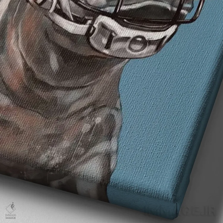 تابلو اسبی آبی راگبیباز اثر بگ نوز ورک (استودیو) - نمای نزدیک بافت بوم