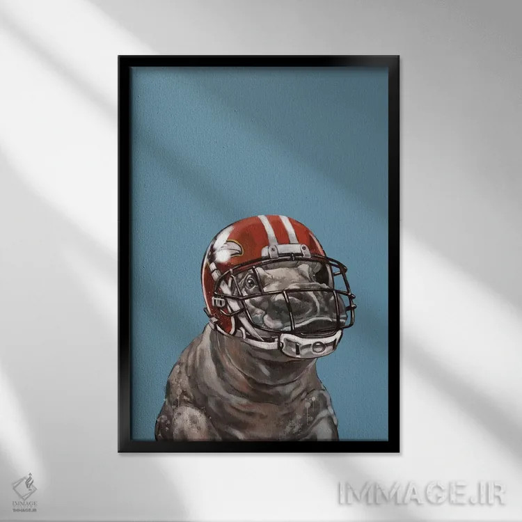 تابلو اسبی آبی راگبیباز اثر بگ نوز ورک (استودیو) - نمای قابدار مشکی