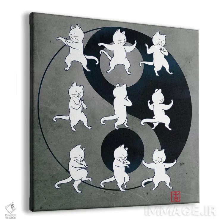 تابلو گربه در حال تای چی اثر بگ نوز ورک (استودیو) - نمای پرسپکتیو محصول