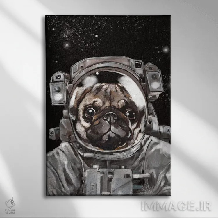 تابلو سلفی پاگ فضانورد اثر بگ نوز ورک (استودیو) - نمای روبهرو روی دیوار