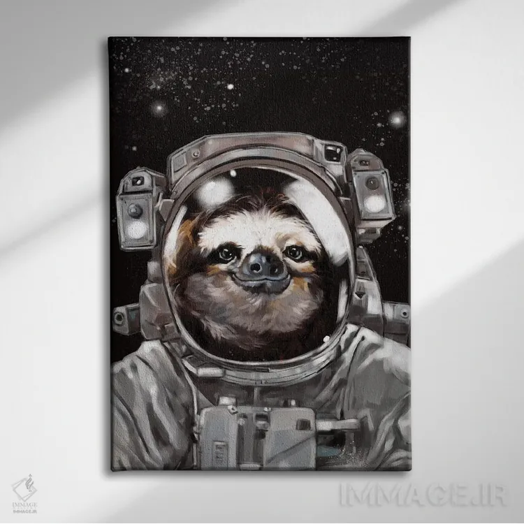 تابلو سلفی تنبل فضانورد اثر بگ نوز ورک (استودیو) - نمای روبهرو روی دیوار
