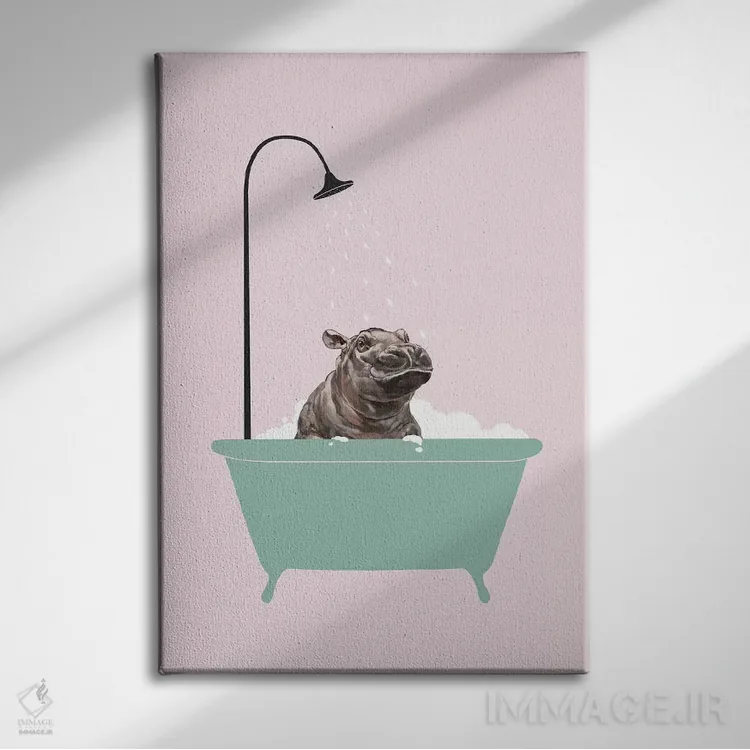تابلو اسب آبی در وان حمام اثر بگ نوز ورک (استودیو) - نمای روبهرو روی دیوار