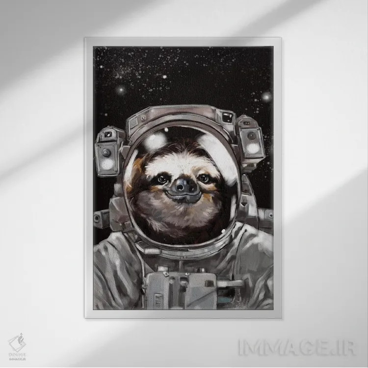 تابلو سلفی تنبل فضانورد اثر بگ نوز ورک (استودیو) - نمای قابدار سفید